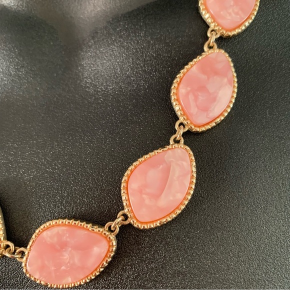 Sugarfix Pink Resin Gold Tone Statement Necklace - Picture 4 of 6